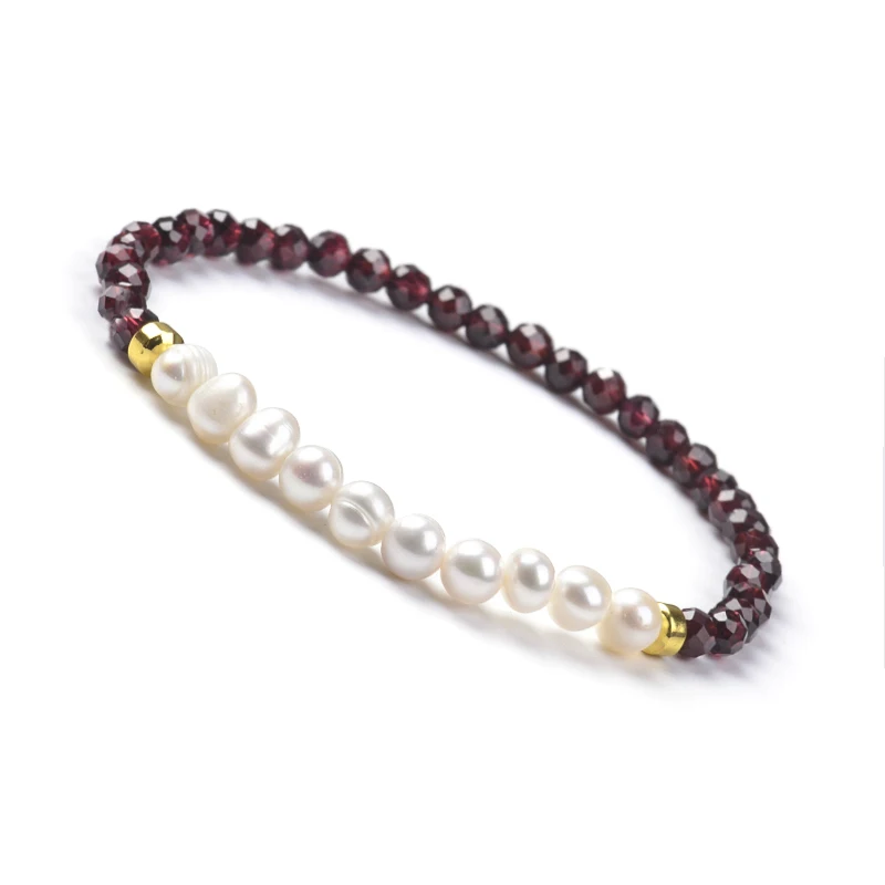 Customized Fashion Jewelry Semi-Precious Natural Stone Seed Beads Gemstone and Freshwater Pearl Stretchable Bracelet For Women
