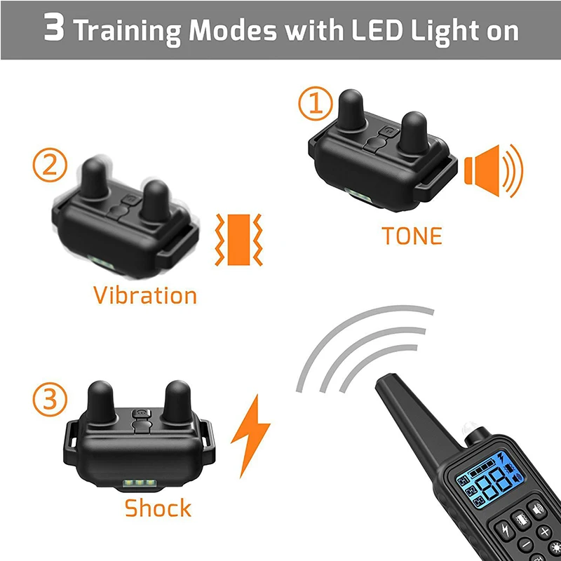 Fantastic Quality Rechargeable Dog Training Collar Dog Anti Bark Control Optional Mode Waterproof Remote with LCD Display