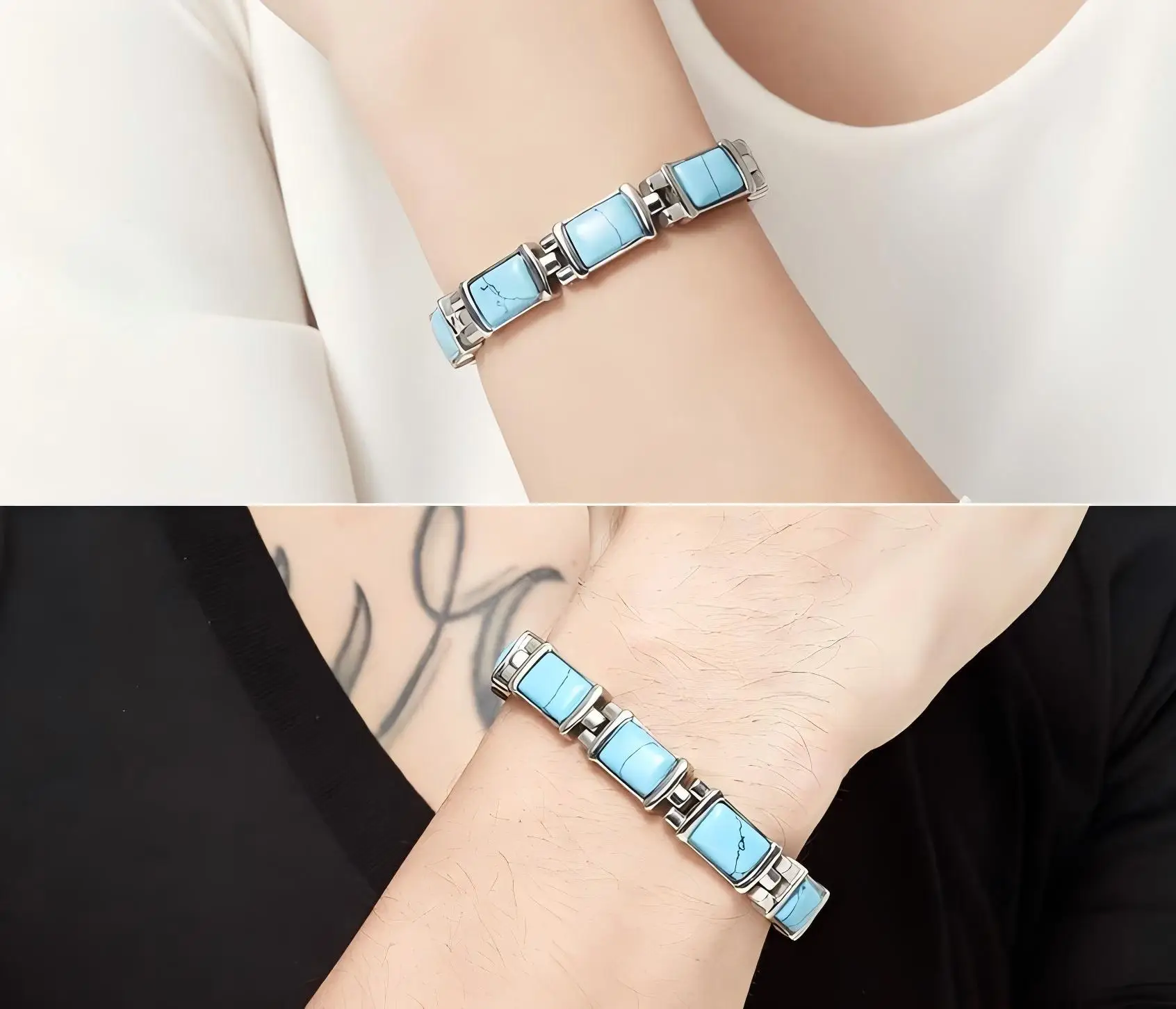 Energinox Turquoise Best Selling Titanium Men Bracelet Bangles and Bracelet Jewelry