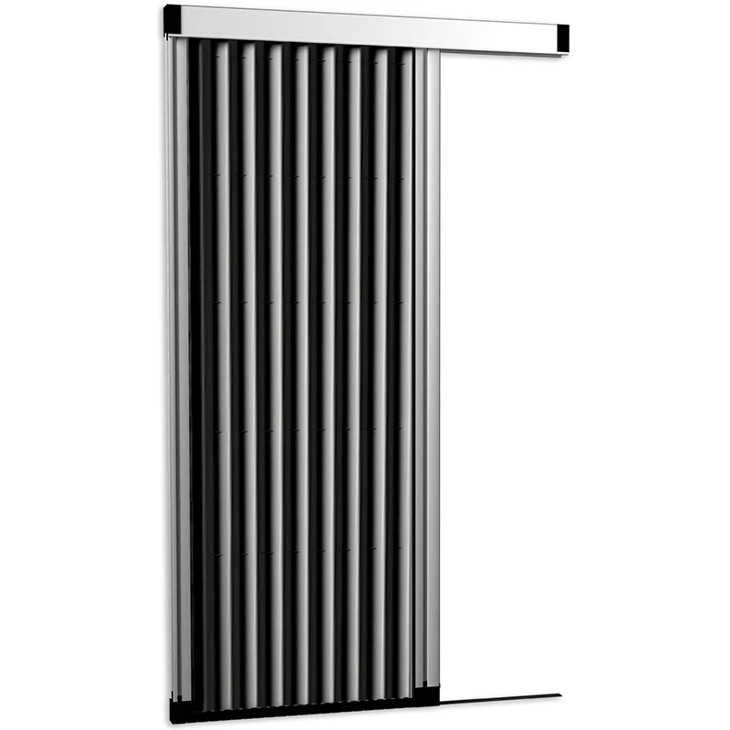 
Pleated trackless screen door 