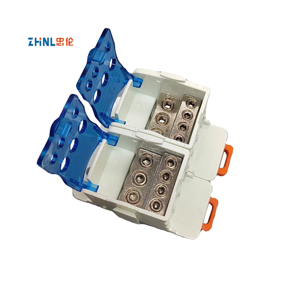 UKK 80A Power Distribution Screw Terminal 1in 6 out Unipolar Modular Panel electric power distributing din rail Terminal Block