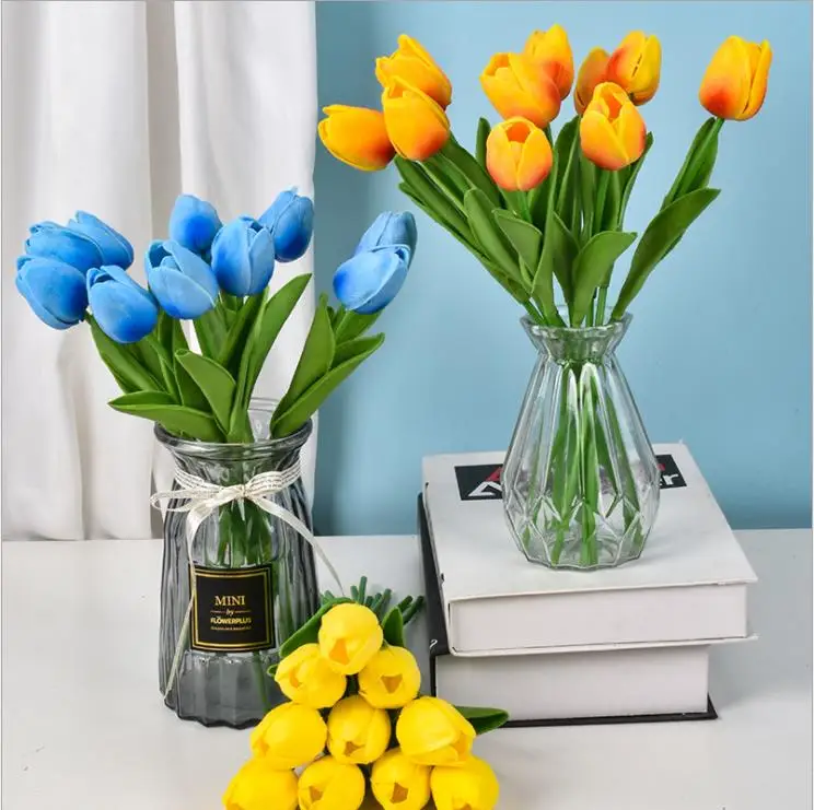 Artificial Flowers Real Touch PU Tulips Fake Flower Bouquet For Wedding Party Decor Supplies Home Garden Ornaments
