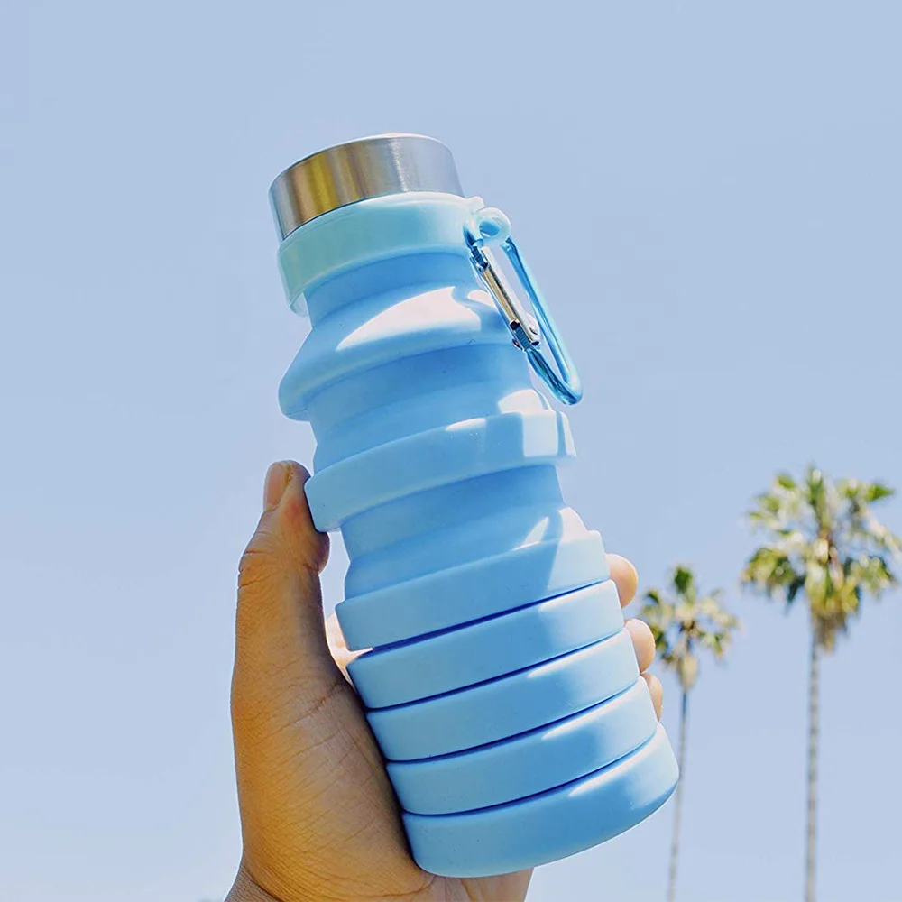  Оптовая продажа фирменная торговая марка не содержит Бисфенол А силиконовая складная бутылка для воды кемпинга