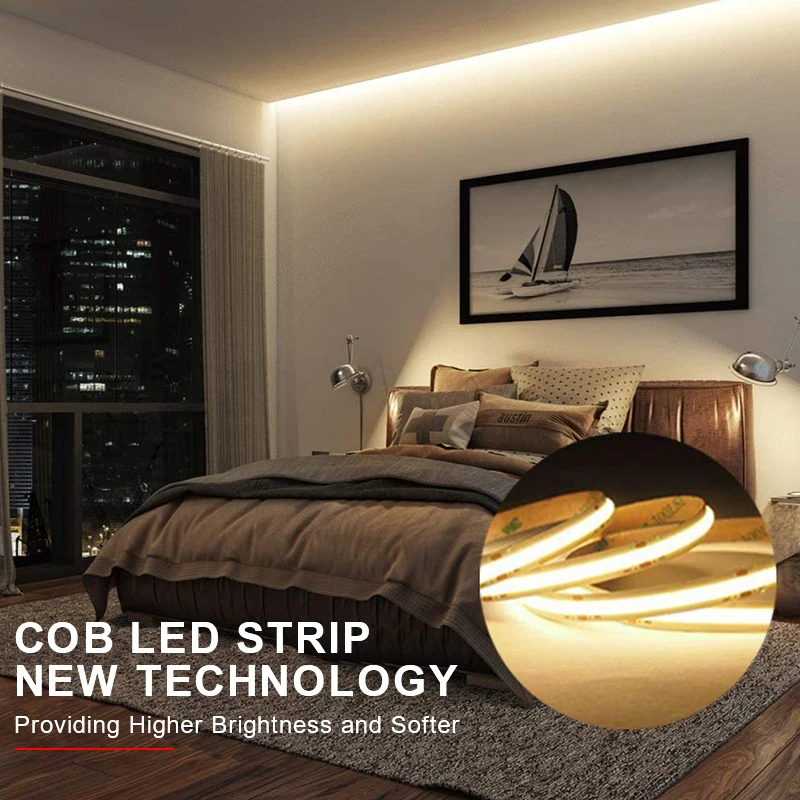 Bendable Roll to Roll 480chips/m 8mm PCB 12V 24V 4000K 4500K Natural White Daylight 10m/roll Flex No soldering COB LED Strip