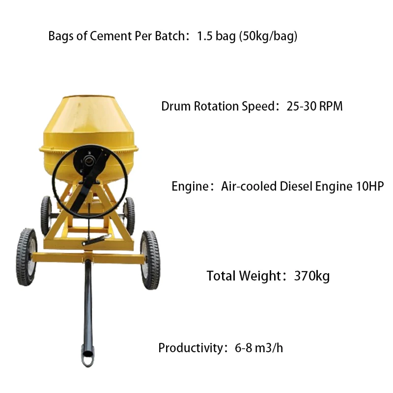 New Portable 500L Mobile Concrete Mixer Machine - Factory Direct Sale with Innovative Design for Efficient Mixing