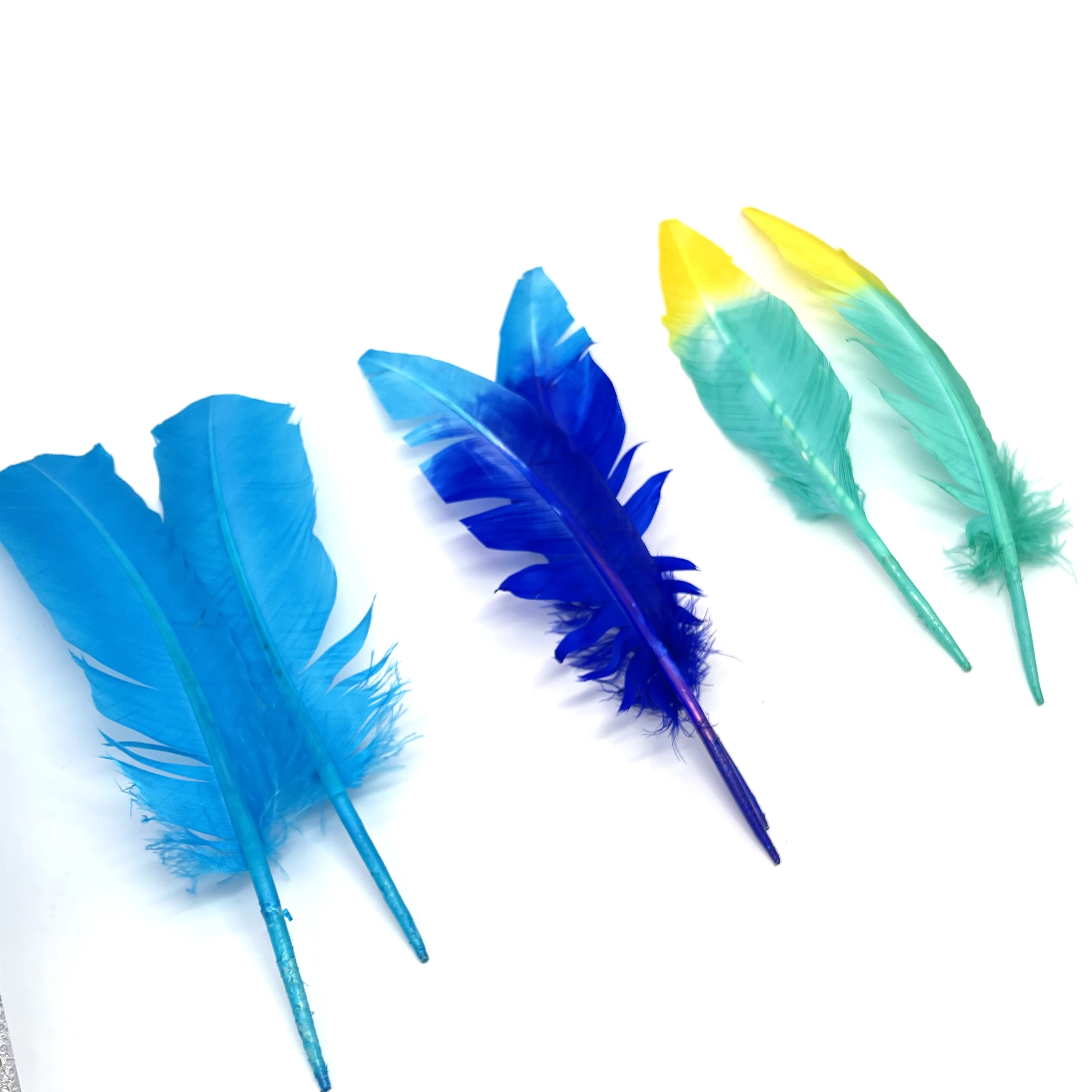 Wholesale Blue Aqua Series Carnival Costume Accessory Dyed Nature Feathers Rooster Ostrich Turkey Christmas Easter Celebrations