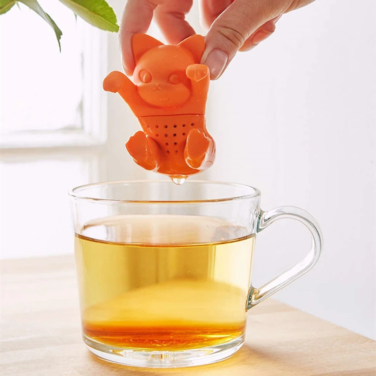 Factory Direct Custom 100% Food Grade BPA free Cute Animal Cat Tea Strainer Bulk Tea Ball Bag Silicone Loose Leaf Tea Infusers
