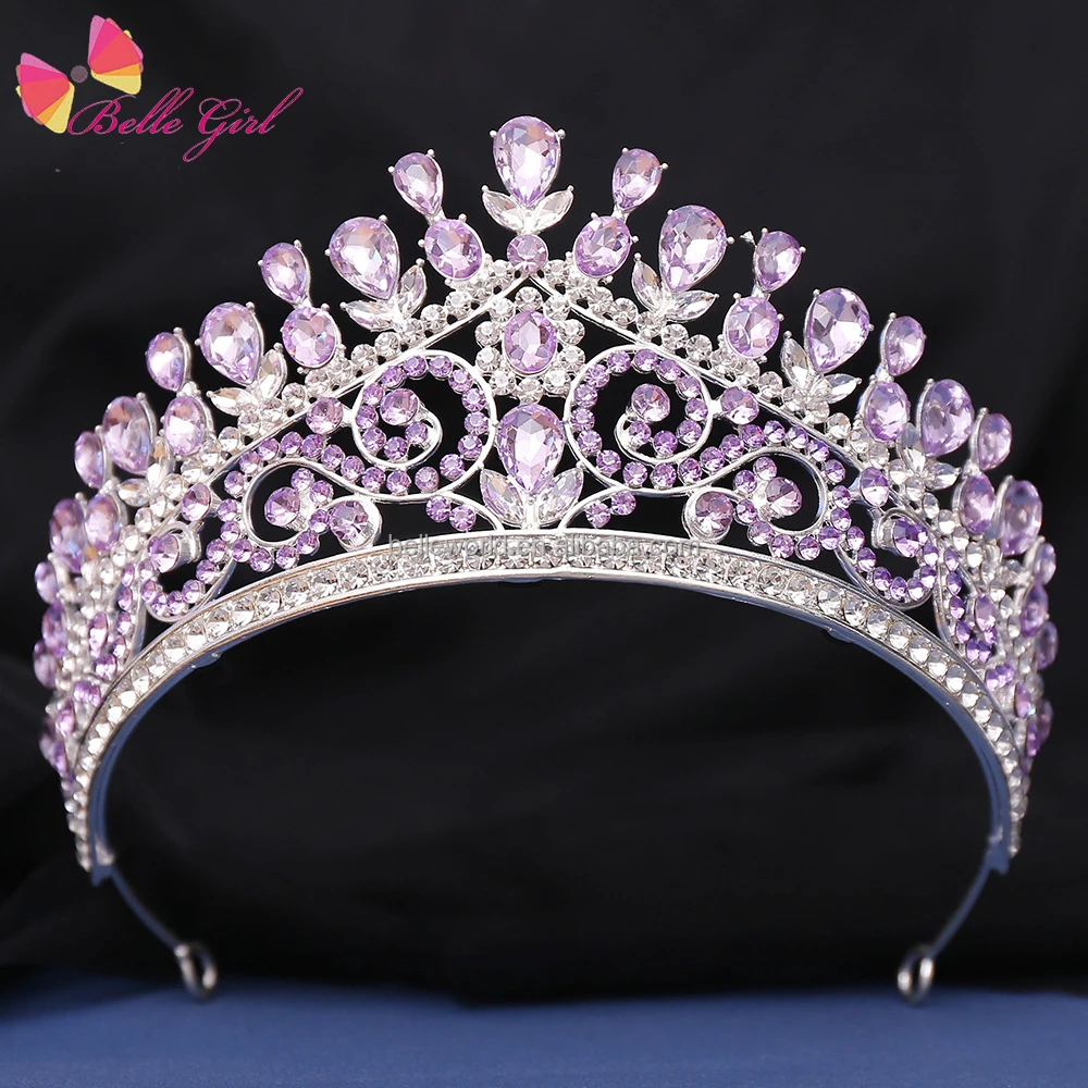 BELLEWORLD factory Europe and American trendy design hair tiara for wedding birthday coronas para novia decorar pageant crown