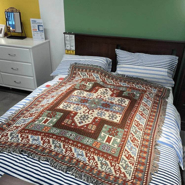 Bohemian Indian sofa Decorative 40% cotton 60% polyester camping woven tapestry blanket