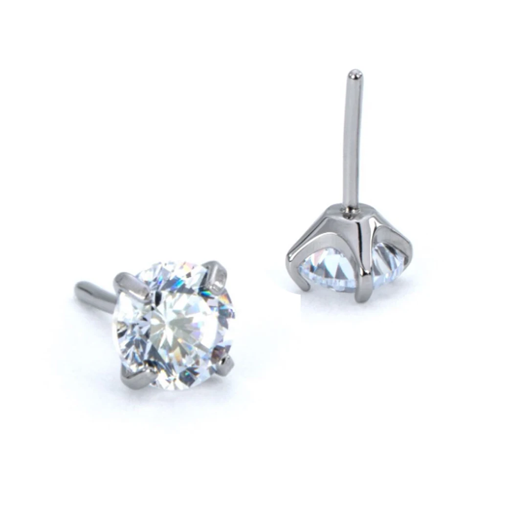 Титановые Безрезьбовые зубцы класса имплантации ASTM F136, набор циркониевых сережек для носа и губ, ювелирные изделия с вставками в верхнюю часть