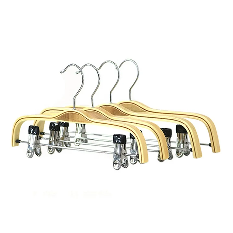 Natural Plywood Hanger Popular Hot Sale Clothes Wooden Casual Dresses Hanger With Clip