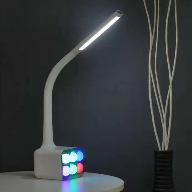 Smart New Design 5 Grade Brightness LED Table Reading Lamp With Colorful Atmosphere Light BT Speaker For Study Work Student Kid