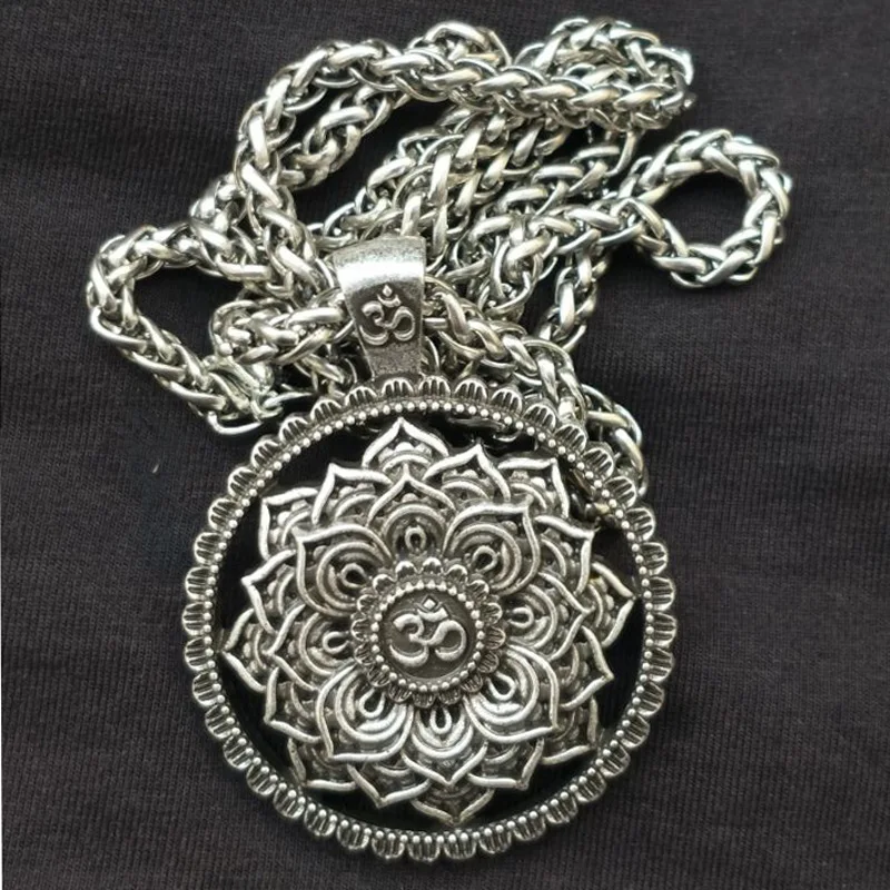 2022 Religion Totem Flower Of Life Teen Girls Gift Women 3D Blooming Yoga Mandala Jewelry Pendant Chain Vintage Viking Necklace