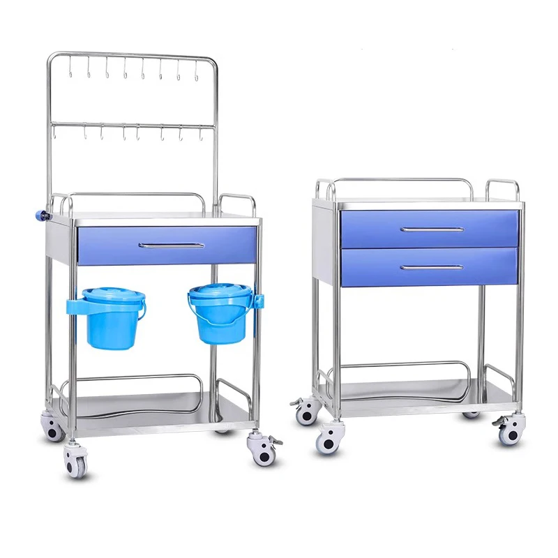 Cheap Hospital ABS Clinic Infusion Treatment Cart Trolley Crash Cart Medical trolley with 1 drawer and infusion shelf
