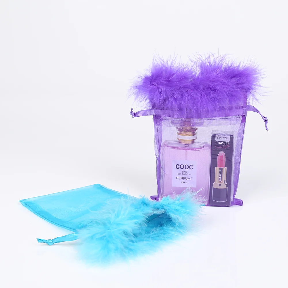 Best Selling Feather Little Organza Style Christmas Drawstring Jewellery Pouches