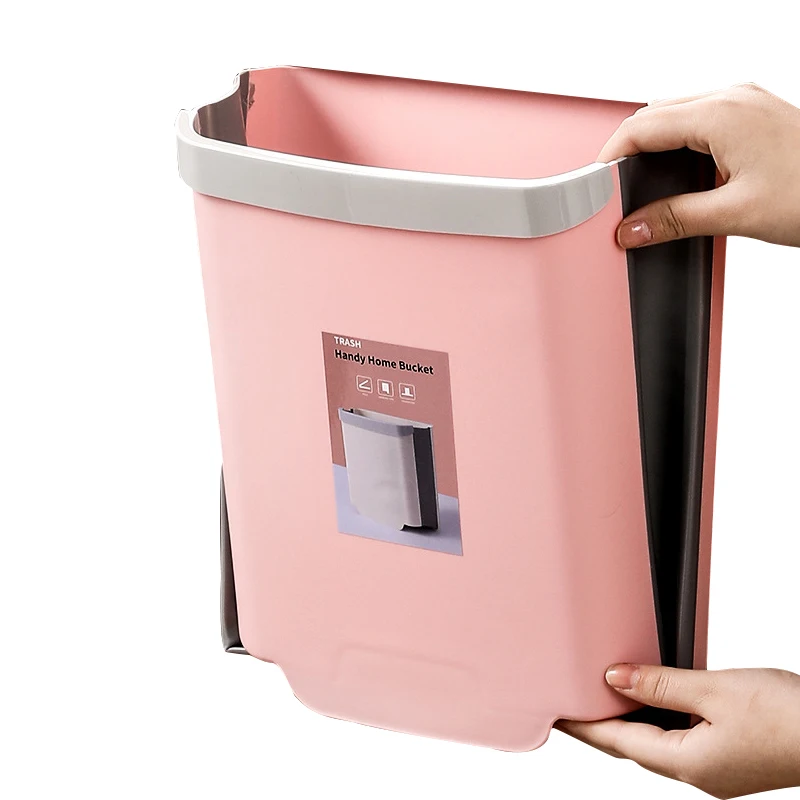 Plastic Kitchen  Small Hanging Kitchen Trash Can Collapsible Mini Garbage Bin for Cabinet Car Bedroom Bathroom