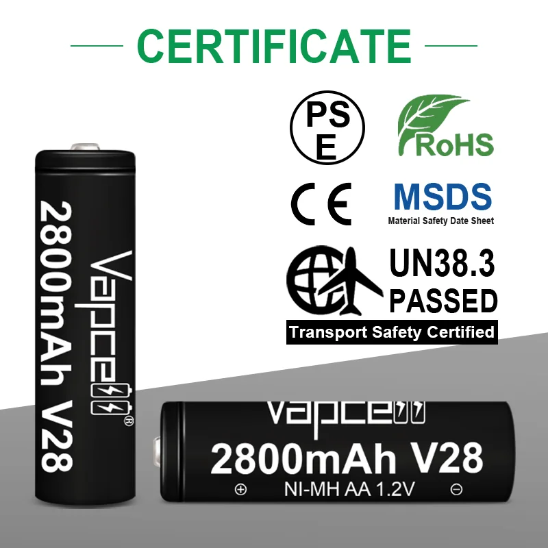 Лучшее качество Aa никель-металл-гидридная аккумуляторная батарея 1 2 v 2800 мА/ч Vapcell V28 AA 2800mah V никель-металл-гидридный аккумулятор Ni-MH