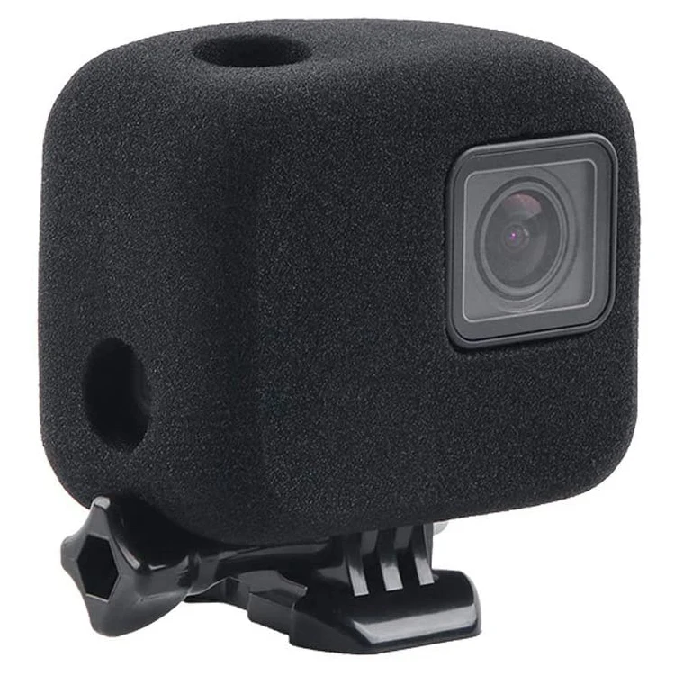 Windscreen Outdoor Video Recording Noise Reduction Foam Windshield Cover Housing Frame Case for GoPro Hero 5 6 7 camera Black