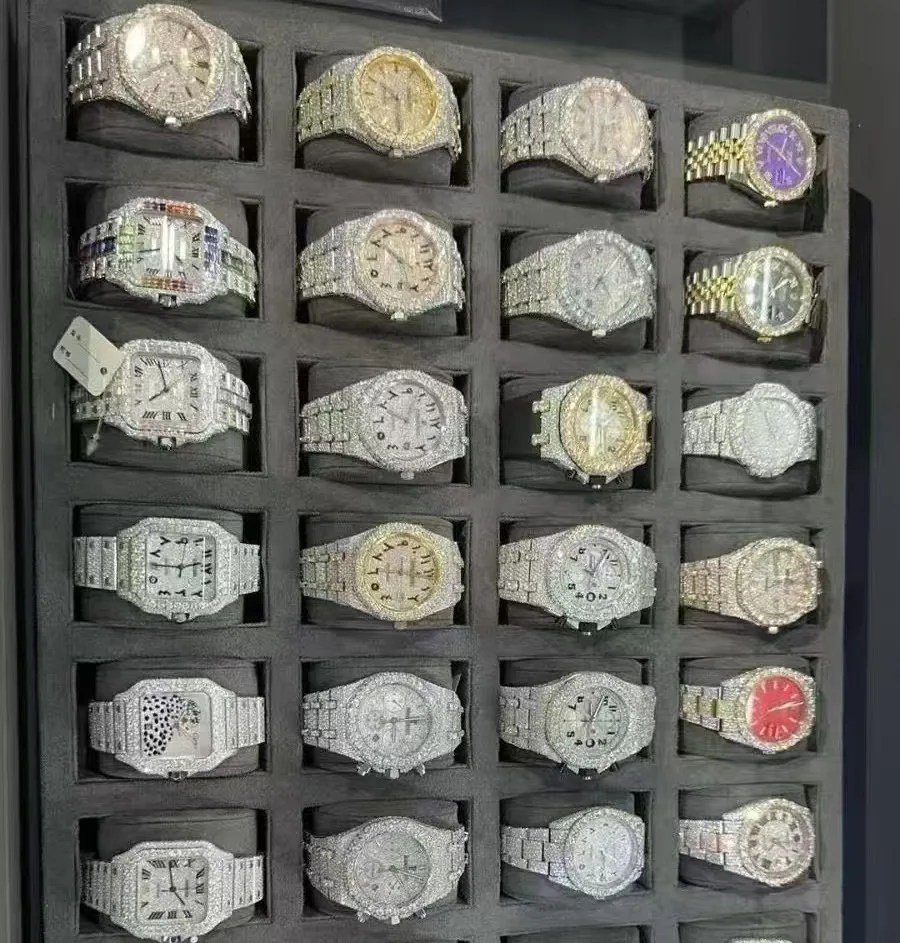 Hip Hop Rappers Artist Hip Hop Iced Out VVS Moissanite Watch High Quality Movement Iced Out for Moissanite Watch Men