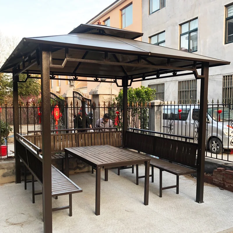 Outdoor Pavilion Shade Tent Villa Courtyard Garden Four-Poster Pavilion Outdoor Leisure Farm Roof Terrace Gazebo