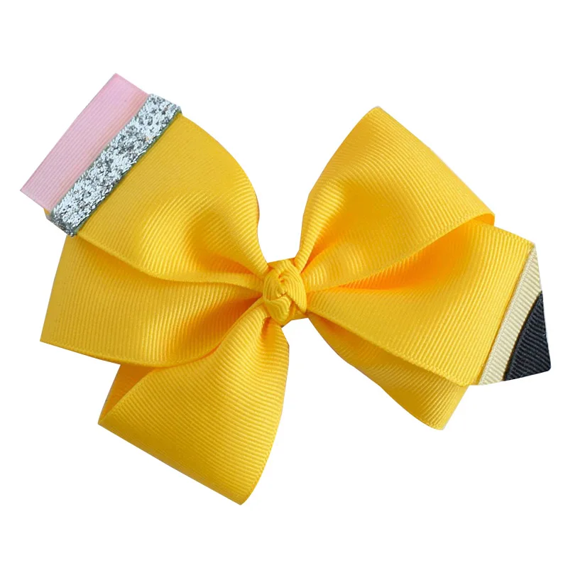 3' Mini Pencil Girl Hair Bows Accessories With Clip Back To School Hair Clip Hairpins Hair Ornaments