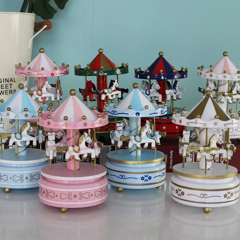 Childhood memories simple style souvenir carousel horse music box