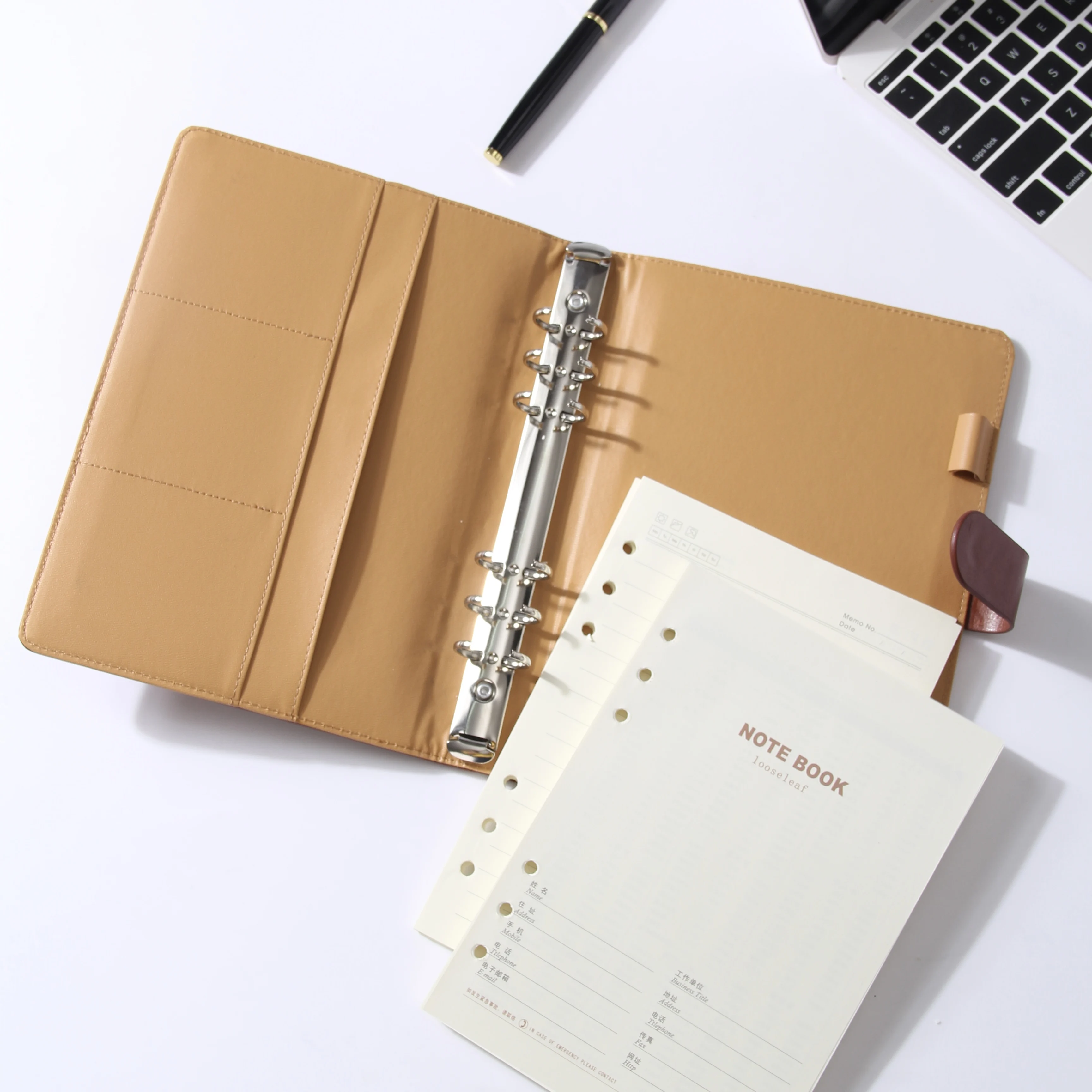 A5 B5  Loose leaf refillable notebook diary custom logo planner journal