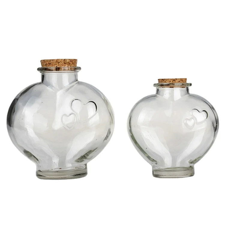 480ml heart shaped big detective gift christmas glass storage candy jar wooden lid