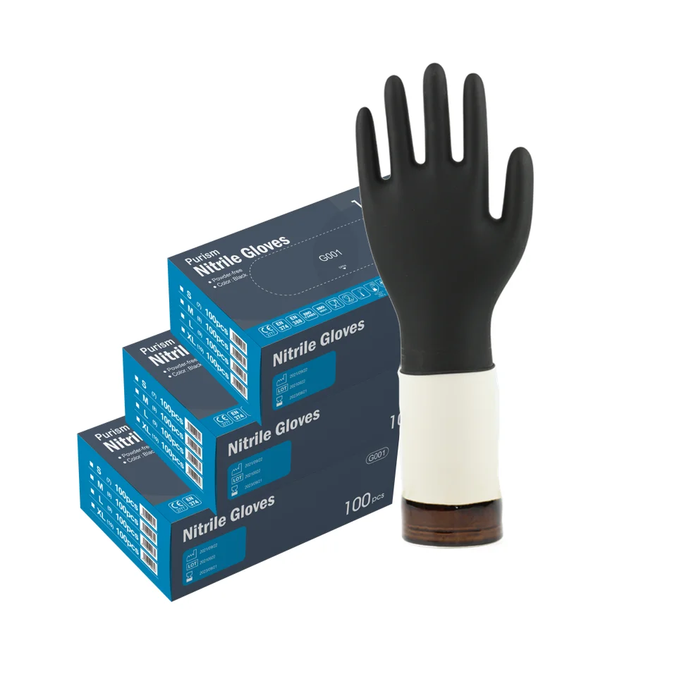 Black Nitrile Gloves Powder Free Industrial Work Gloves