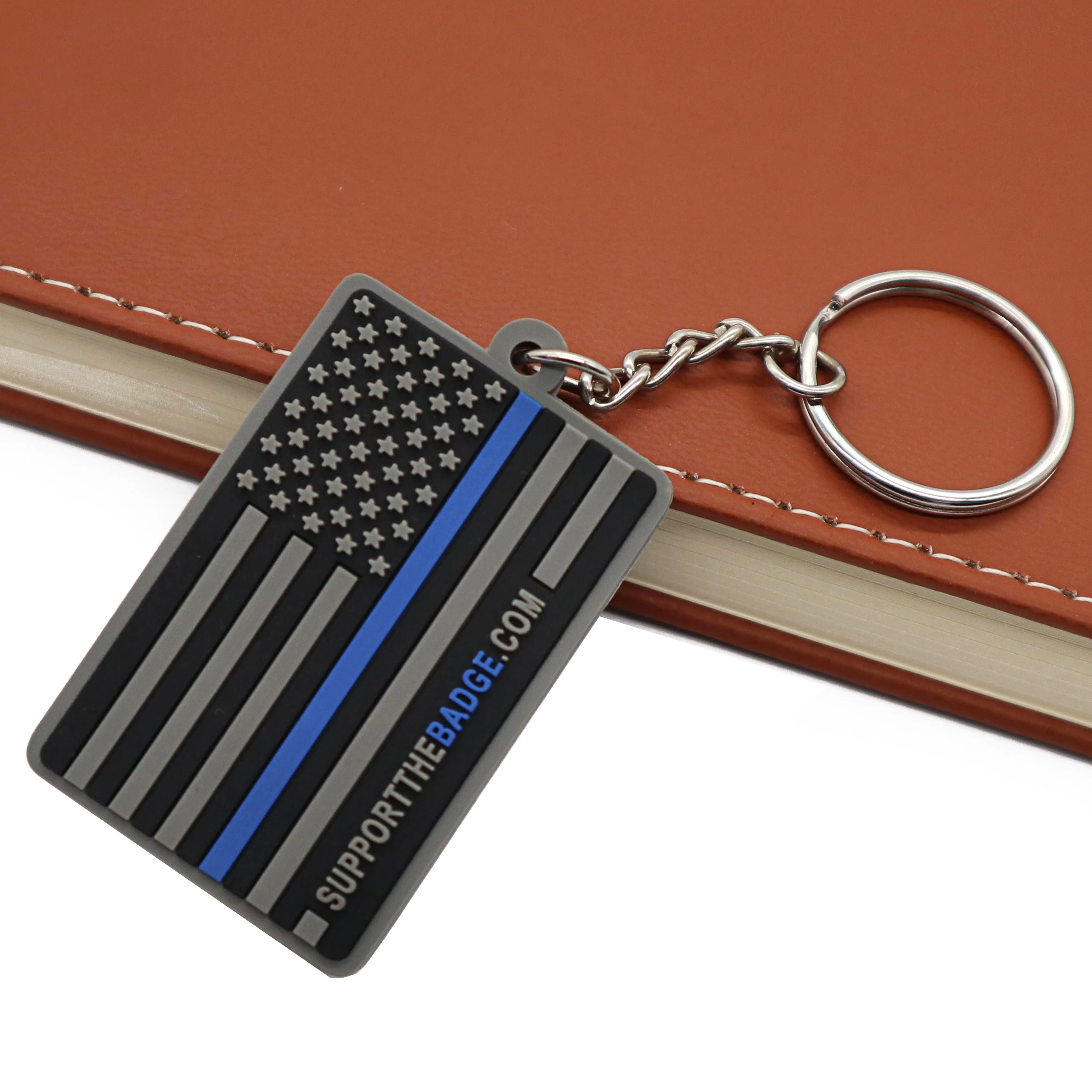 Free Mold Thin Blue Line US America Usa Flag Patch Soft 3D Rubber Custom Pvc Patch With Free Sample