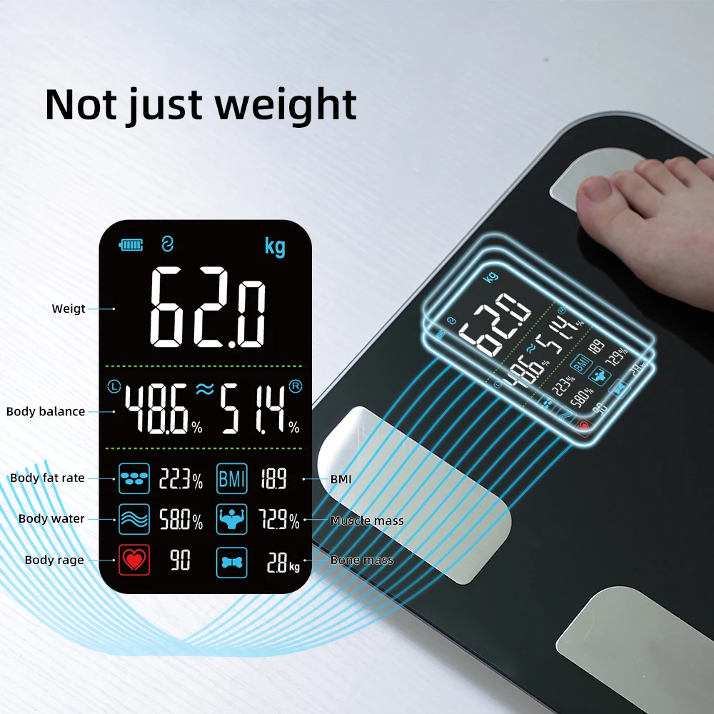 Balance Electronic Body Weighing Scales with App Digital 180kg Home Smart Body Fat Analyzer Scale