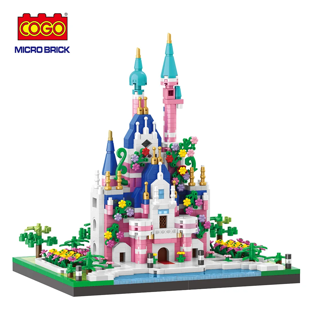 COGO Castle Micro Building Bricks Construction Toy Plastic Build Block Kids Creative Toys Girls Princess Building Block Sets