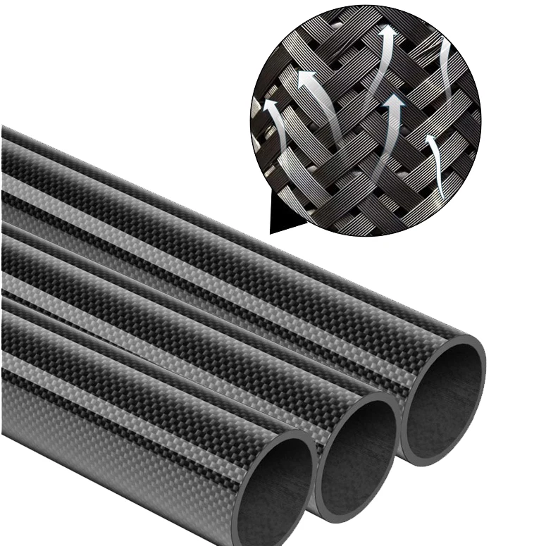 HENGLV High Quality 1k 3k 6k 12kMatte Carbon Fiber Round Tube Customized 25Mm 30Mm 50Mm Carbon Fibre Tube Filament Winding Pole