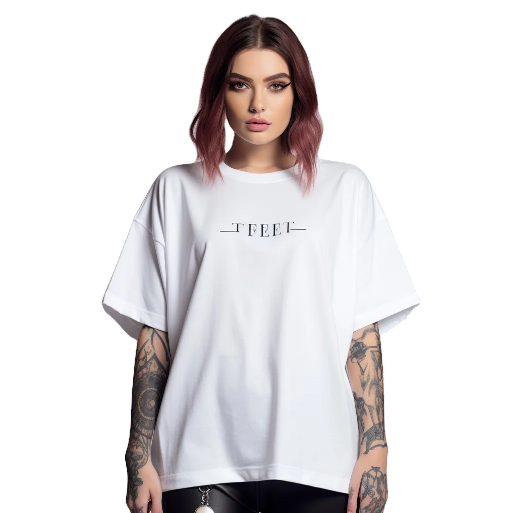 Cheap Best quality oversized cotton plain dyed round neck t-shirt women