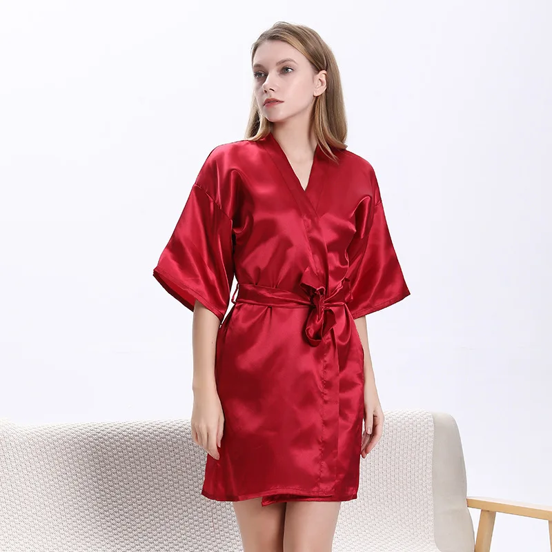 
High End Women Summer Bridal Robes Sexy Satin Bride Robe Set Half Sleeves Women Satin Bridal Robes 