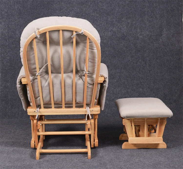 Classic Care center Mummy Breastfeeding Baby Nursery Nurse Rocking chair and ottoman Leisure Nursing wood glider chair modern