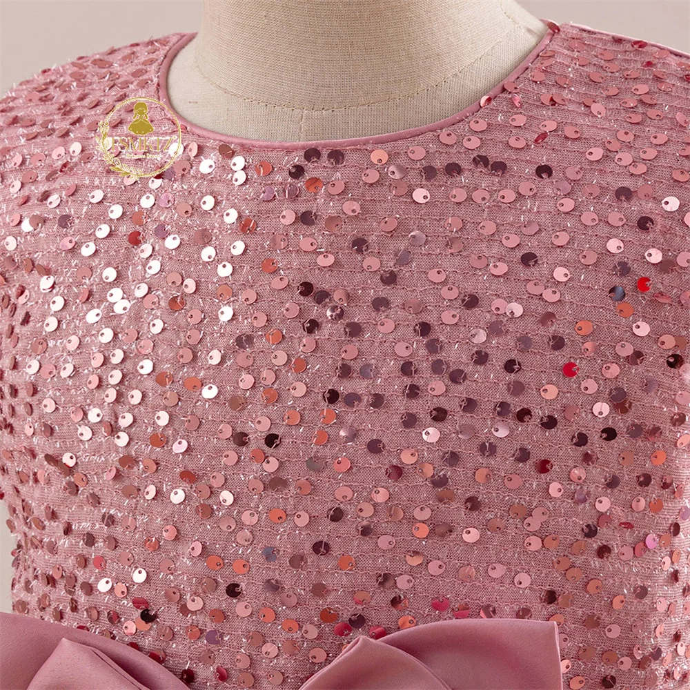 FSMKTZ Kids Boutique Sequins Ball Gown for Girls 12 Years Flower Girls Dress Wedding Frock Princess Children Big Girls Dress