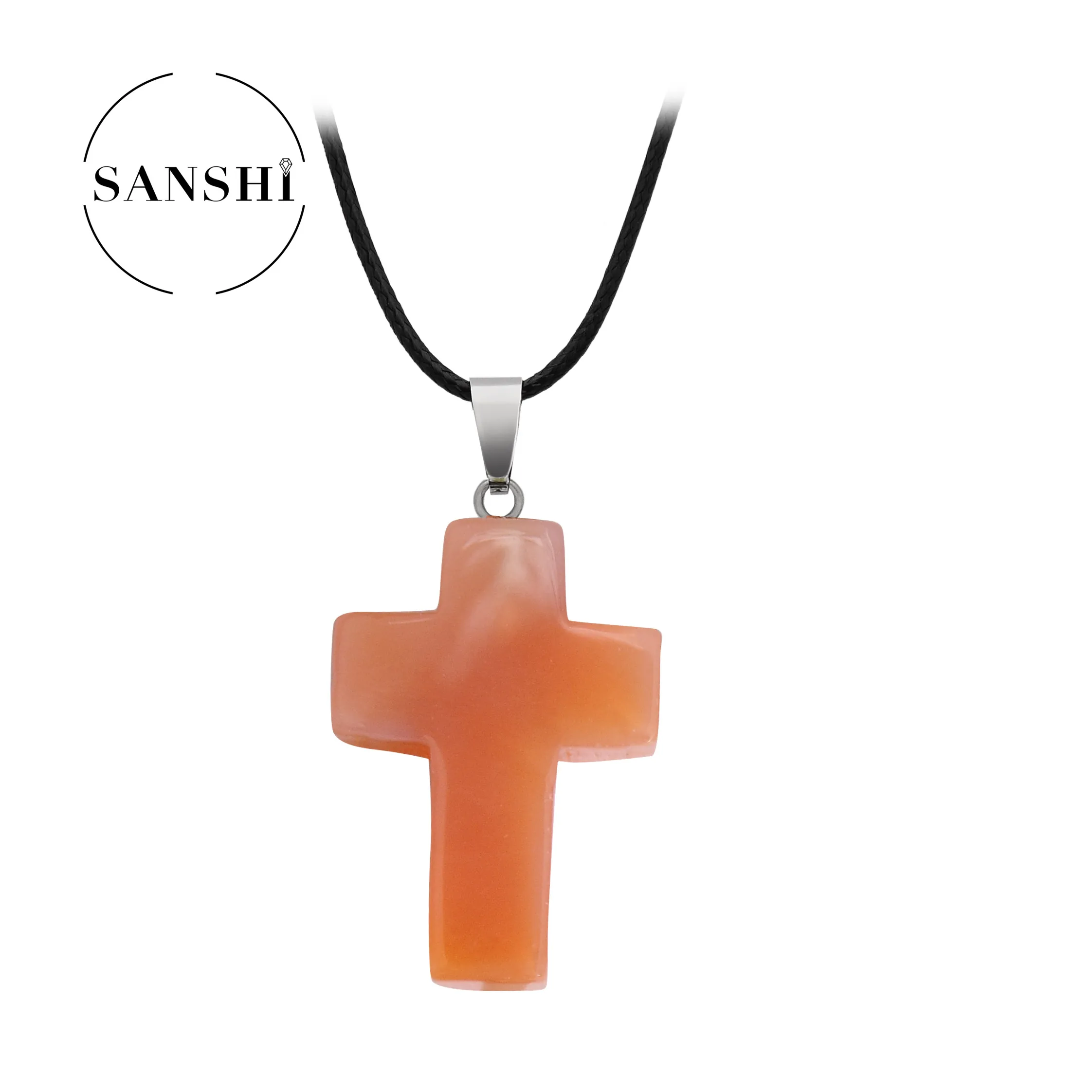 Wholesale Natural Stone Rose Quartz Jade Turquoise Colour Mixture Cross Stone Pendant Charm Pendant