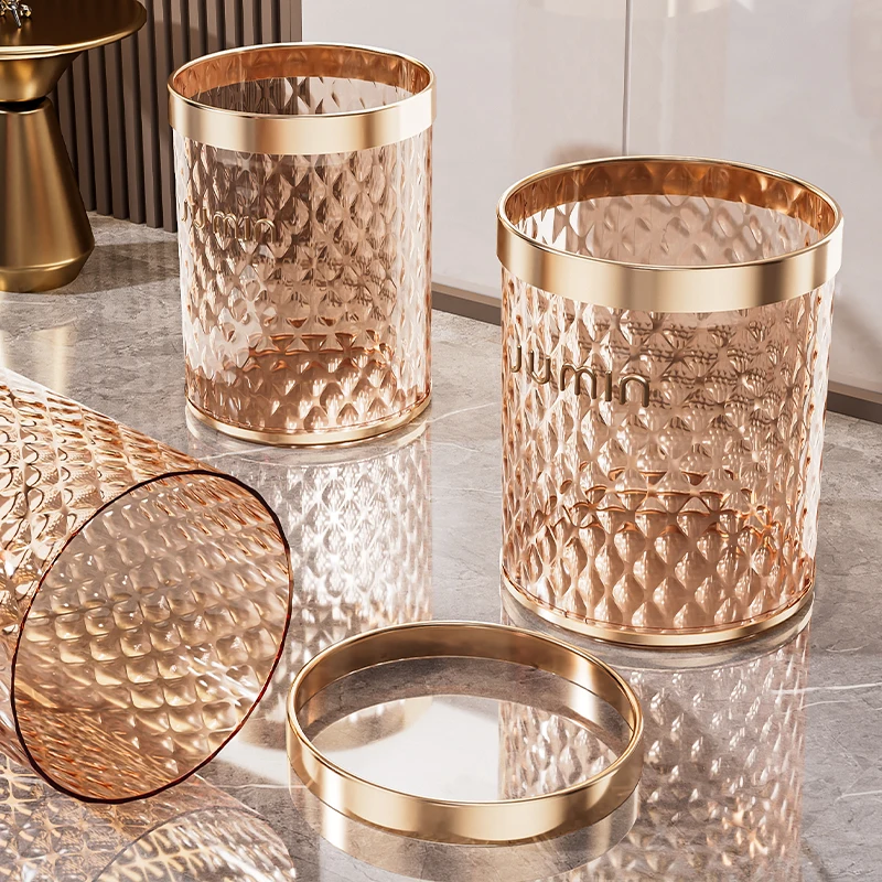 Household High Appearance Level Water Corrugated Trash Can Large Capacity Dustbin for Living Room Bathroom Kitchen