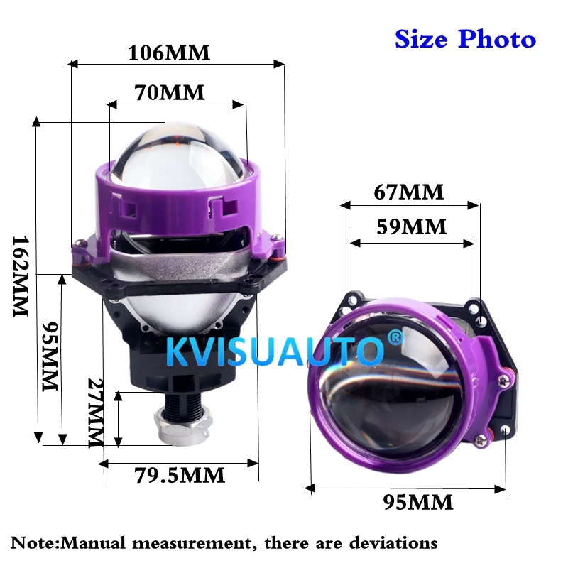 CQL KVISUAUTO R14 Double reflector 64w 70w 1.8 inch 2.0 inch 2.5 inch 3 inch bi led projector high clear blue lens