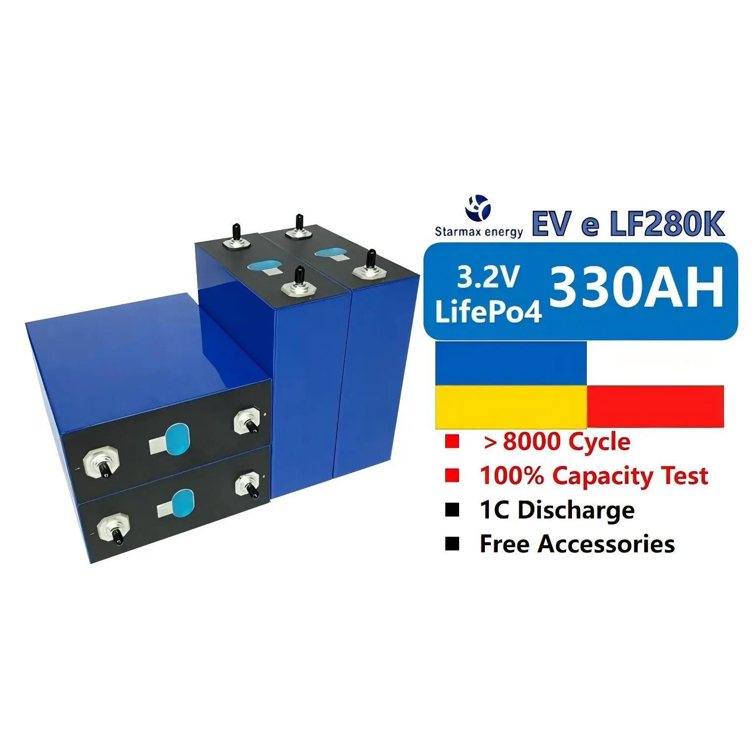 Ukraine Poland EU Stock 3 2 В 100Ah 105Ah 200Ah 320Ah 280Ah Lf280K Аккумулятор Lifepo4 призматический элемент 51 V 48V 24V 12V энергопакет