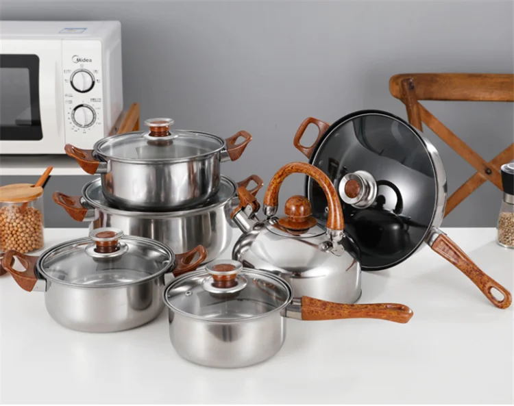 Southeast Asia 12 pcs prestige saucepan frypan food grade kettele pots set nonstick cookware sets