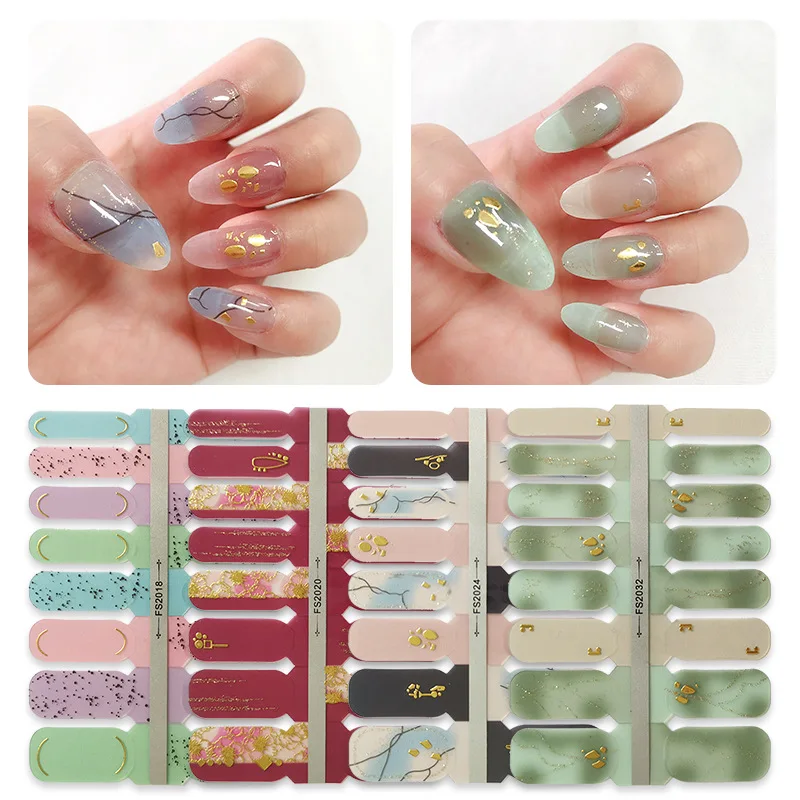 Wholesale Semi Cured Gel Nail Sticker Long Lasting New Arrival Styles Uv Gel Nail Sticker Kit With Uv Lamp For Girls