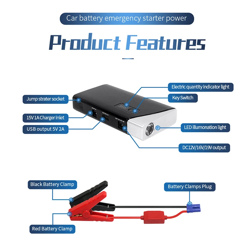 12v car power bank other car light accessories Portable Camping Lamp16800mAh start current 300A peak current 600A jump starter