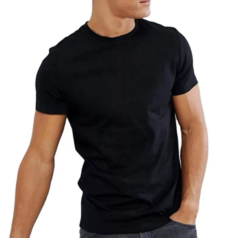 Quanzhou Factory Supplier High Quality Soft Cotton Gym T shirt Slim Fit Black T shirt Comfortable Fabric Sport T Shirt Logo