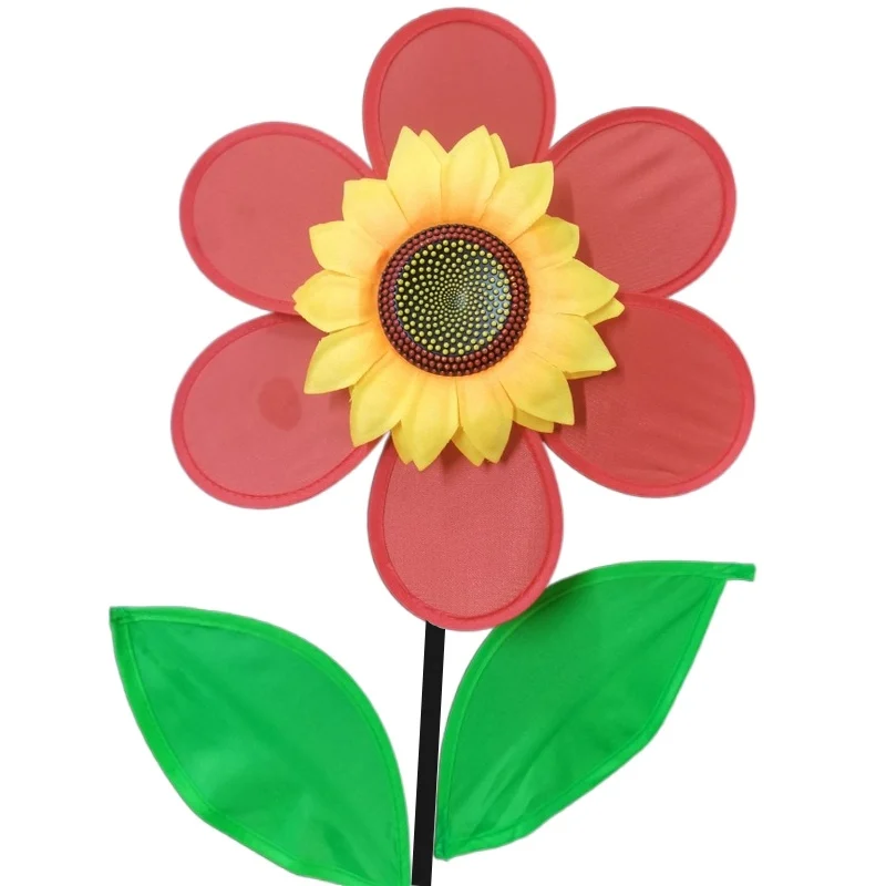 Outdoor Red Decorative Single Pinwheel Toy Sunflower Shaped Removable Windmill For Sale