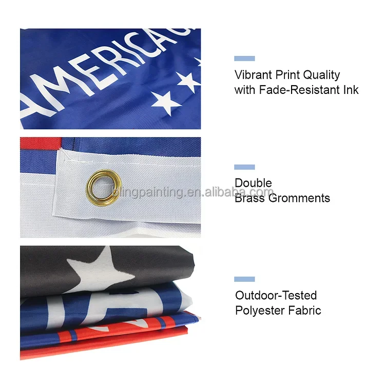 Personalized Text American Flag, Custom USA Make America Great Again 2024 Double Single-sided Flags Banners
