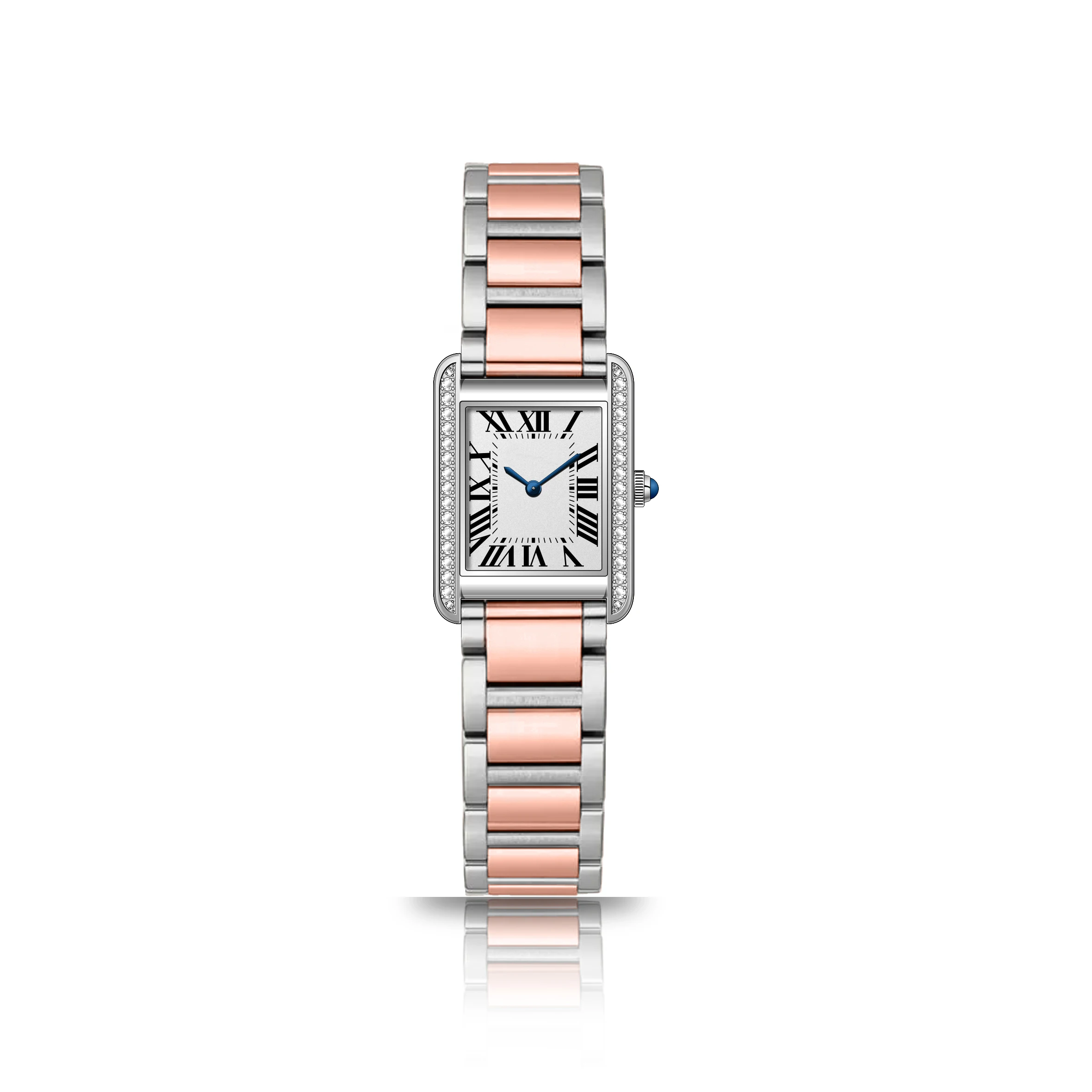 Custom luxury OEM ODM manufacturing customizable fashion custom stainless steel case diamond lady woman watch