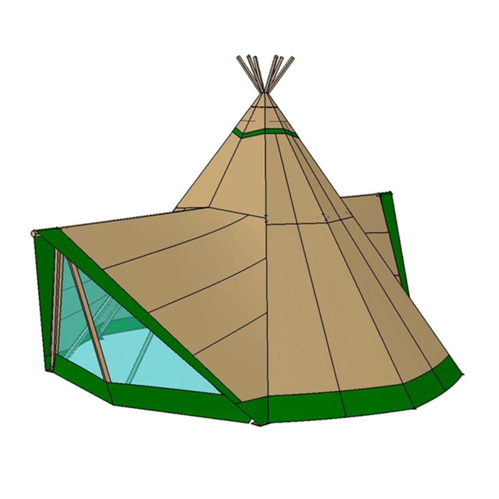 Outdoor Large Events Tent Canvas Adult Tipi With Inner And Triangular Door Camping High-End Wooden Accommodation Hotel Tents