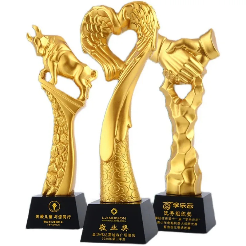 JINZUN Factory wholesale price world game competition trophy award crystal base cup custom letters